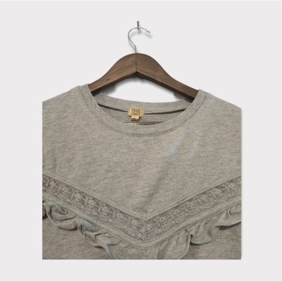 True Craft Gray Ruffle Sweatshirt - Picture 2 of 5